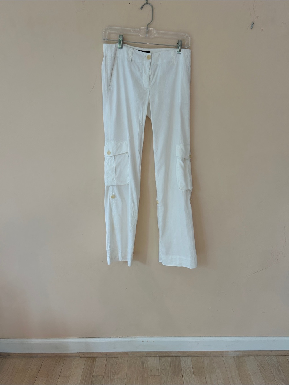 Theory white linen, viscose/ spandex pants.
